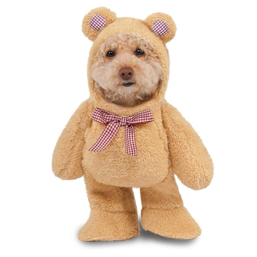 Rubie's Tan Bear Dog Costume with Red Bow